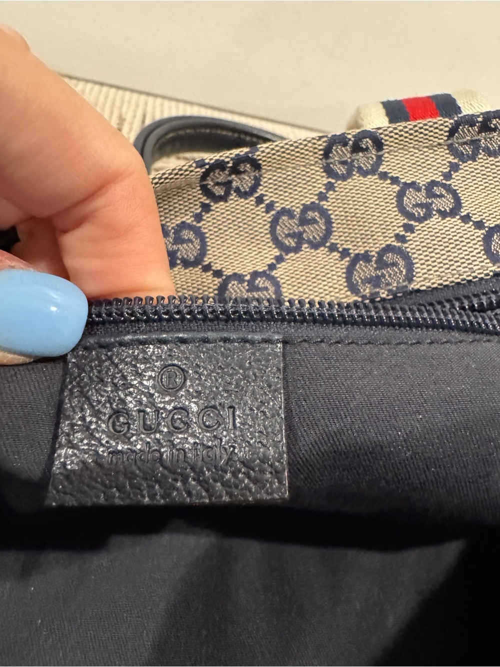 Gucci GG canvas navy web tote bag - Picture 8 of 12